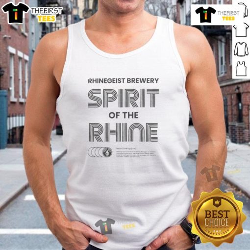 Alt Text: Person wearing Nice Rhinegeist Brewery Spirit of the Rhine tank top, showcasing brewery spirit and style.