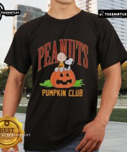 Alt Text: Nice Rsq X Peanuts Pumpkin Club Halloween 2025 T-Shirt featuring vibrant pumpkin graphics and festive design.