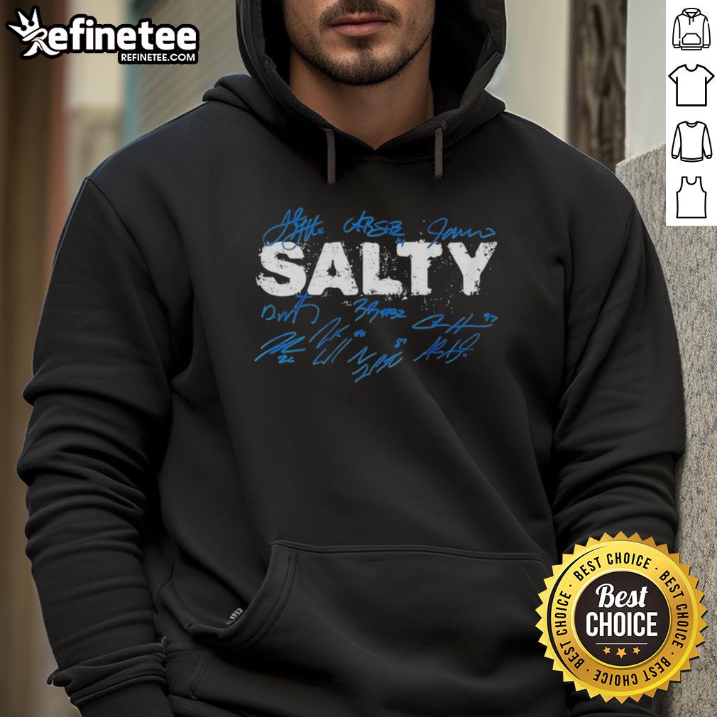 Nice Salty Detroit Lions Football Players Signature Hoodie Alt Text: Nice Salty Detroit Lions football players signature hoodie featuring team logo and player autographs.