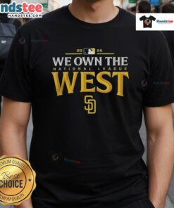 San Diego Padres 2025 We Own The AL West Division Champions T-Shirt showcasing team pride and championship spirit.