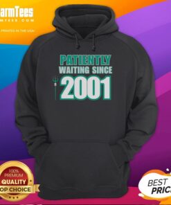 Seattle Mariners hoodie featuring 'Patiently Waiting Since 2001' design, perfect for fans showing team spirit.