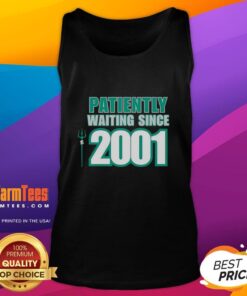 Seattle Mariners tank top featuring 'Patiently Waiting Since 2001' design, perfect for fans celebrating team spirit.