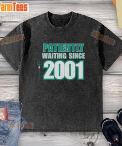 Nice Seattle Mariners patiently waiting since 2001 washed t-shirt showcasing team spirit and vintage style.
