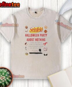 Nice Seinfeld Halloween Party About Nothing washed t-shirt featuring iconic characters and festive design for fans.