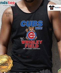 Shota Imanaga celebrates Chicago Cubs win at Wrigley Field wearing a stylish tank top, capturing the excitement of the game.