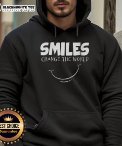 Cozy 'Nice Smiles Change The World' hoodie on display, perfect for spreading positivity and style.
