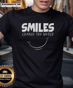 Nice Smiles Change The World T-Shirt featuring a vibrant design and uplifting message for positivity and joy.