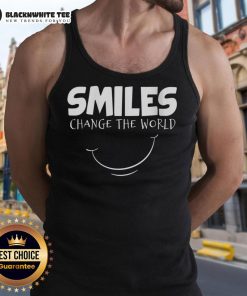 Nice Smiles Change The World tank top featuring a vibrant design promoting positivity and joy in casual fashion.