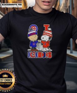 Nice Snoopy and Charlie Brown Chicago Cubs T-Shirt featuring Illinois skyline design, perfect for Cubs fans.