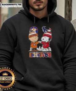 Nice Snoopy and Charlie Brown hoodie featuring Houston Astros and Texans skyline, perfect for sports fans.