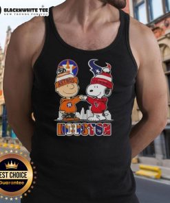 Nice Snoopy and Charlie Brown Houston Sports Astros X Texans skyline tank top featuring vibrant graphics and team spirit.