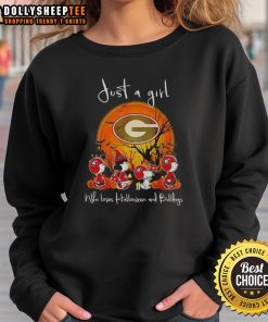 Cozy Snoopy and friend in Georgia Bulldogs football sweatshirt, perfect for Halloween and Bulldogs fans.