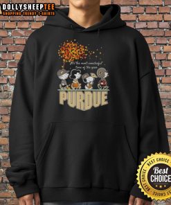 Cozy autumn hoodie featuring Snoopy and friends, celebrating the most wonderful time of the year at Purdue.