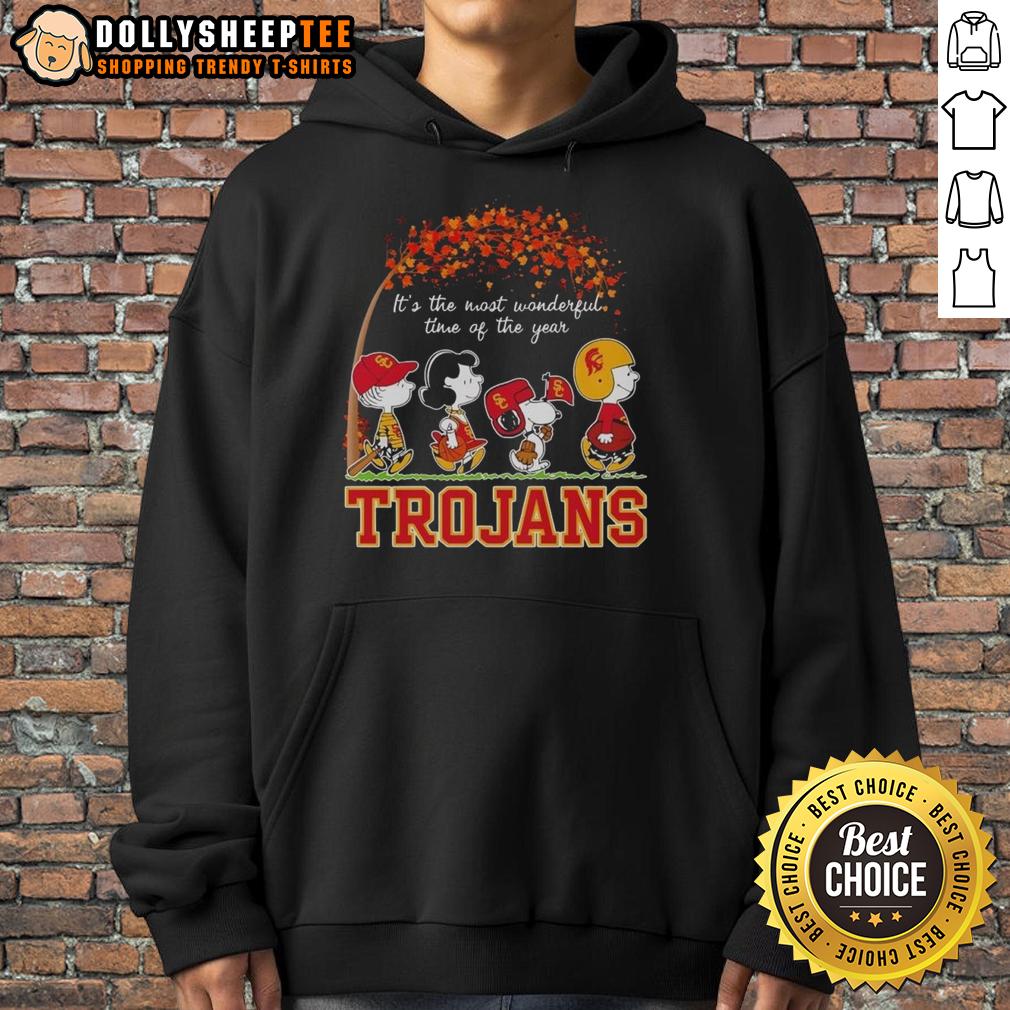 Nice Snoopy And Friends Trojans It's The Most Wonderful Time Of The Years Autumn Hoodie Cozy autumn hoodie featuring Snoopy and friends, perfect for celebrating the most wonderful time of the year.