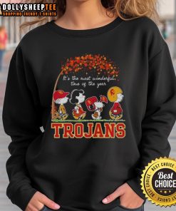 Cozy autumn sweatshirt featuring Snoopy and friends, perfect for celebrating the most wonderful time of the year.