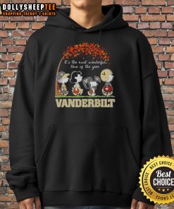 Alt Text: Cozy autumn hoodie featuring Snoopy and friends celebrating the joy of the season, perfect for fall festivities.
