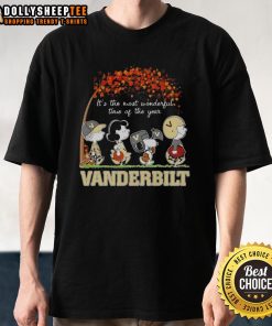 Autumn T-shirt featuring Snoopy and friends with 'It's The Most Wonderful Time Of The Year' design, perfect for fall.