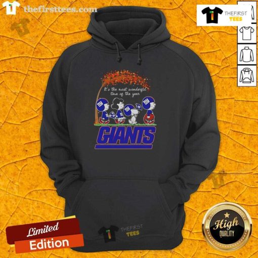 Cozy Nice Snoopy and Friends hoodie featuring New York Giants design for autumn, perfect for sports fans this season.