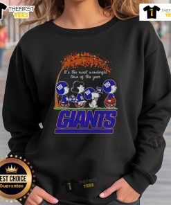 Nice Snoopy and Friends sweatshirt featuring New York Giants, perfect for autumn and sports fans during the festive season.