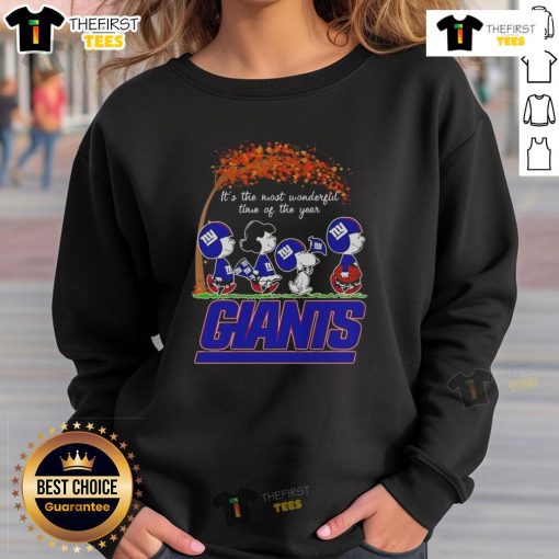 Nice Snoopy and Friends sweatshirt featuring New York Giants, perfect for autumn and sports fans during the festive season.