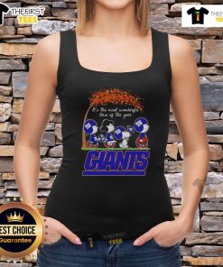 Nice Snoopy and Friends X New York Giants autumn tank top, perfect for celebrating the most wonderful time of the year.