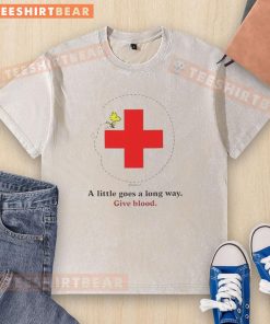 Nice Snoopy Blood Drive T-Shirt - A Little Goes A Long Way design featuring Snoopy in a fun, vibrant print.