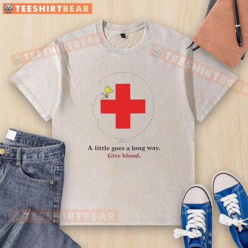 Nice Snoopy Blood Drive T-Shirt - A Little Goes A Long Way design featuring Snoopy in a fun, vibrant print.