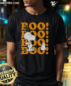 Happy Halloween T-Shirt featuring Snoopy with 'Boo Boo Boo' text, perfect for festive celebrations and costume parties.