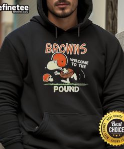 Cozy Nice Snoopy Browns Welcome to the Pound hoodie featuring a playful Snoopy design perfect for dog lovers.