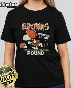 Nice Snoopy Browns Welcome to the Pound ladies tee featuring a playful Snoopy design, perfect for casual wear.