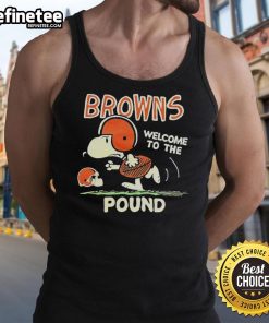 Alt Text: Snoopy in brown on a 'Welcome to the Pound' tank top, perfect for dog lovers and fashion enthusiasts.