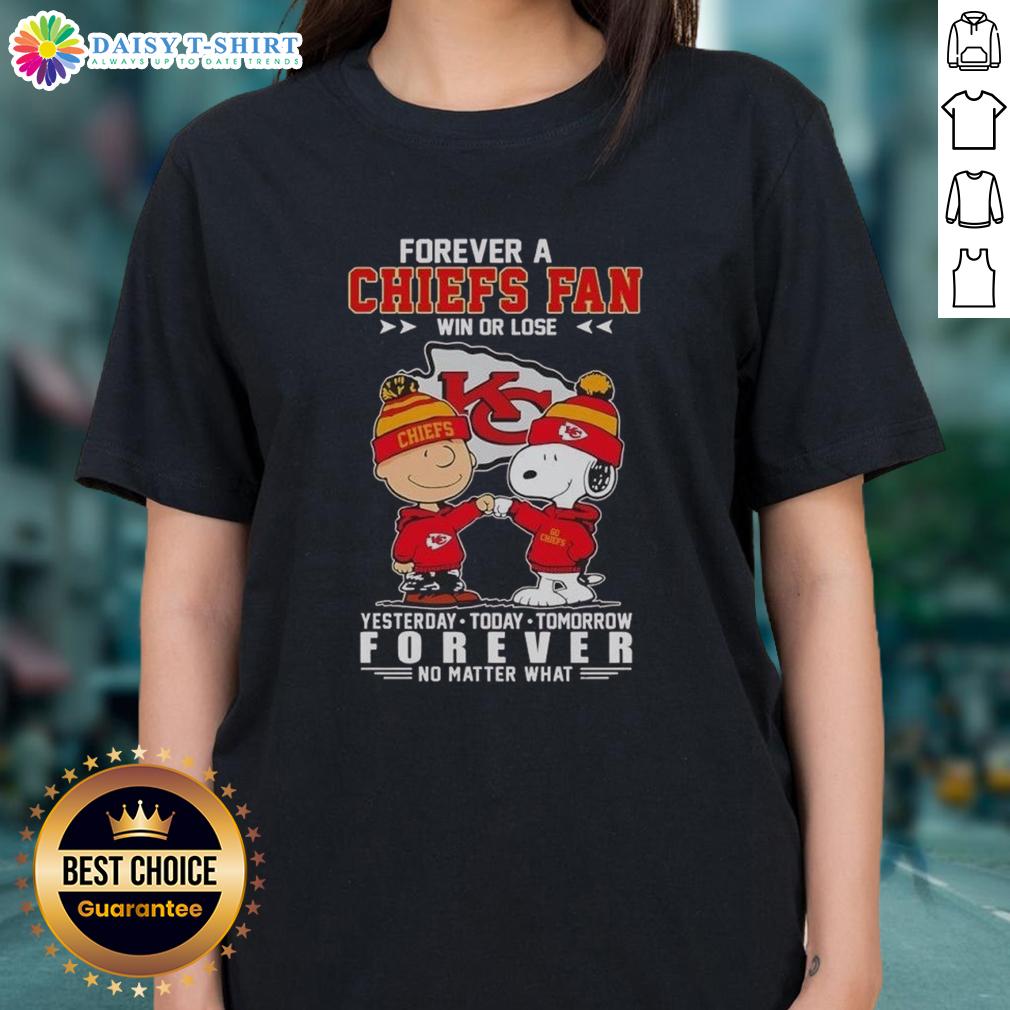 Nice Snoopy Touch Hands Charlie Brown Forever A Chiefs Fan Yesterday Today Tomorrow And Forever Ladies-Tee Nice Snoopy Touch Hands Charlie Brown Forever A Chiefs Fan tee for ladies, celebrating loyalty and fandom in style.