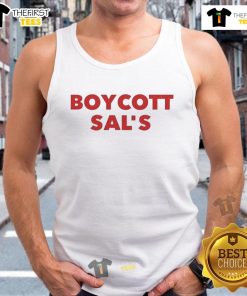 Boy wearing a Nice Spikes Joint Boycott Sals tank top, showcasing vibrant design and casual summer style.