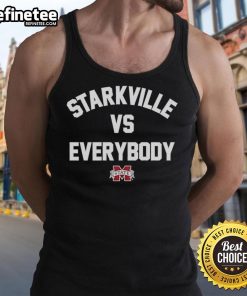 Nice Starkville vs Everybody Mississippi State Bulldogs football logo tank top showcasing team spirit and style.