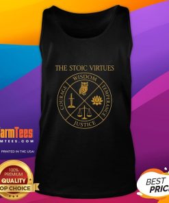 Stylish tank top featuring Nice Stoic virtues: wisdom, temperance, courage, and justice for a modern, philosophical look.