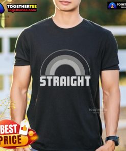 Colorful Nice Straight Rainbow T-Shirt featuring vibrant rainbow stripes on a classic fit design for casual wear.