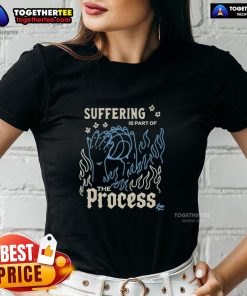 Alt Text: NBA ladies tee featuring 'Nice Suffering Is Part of the Process' slogan, perfect for basketball fans and enthusiasts.