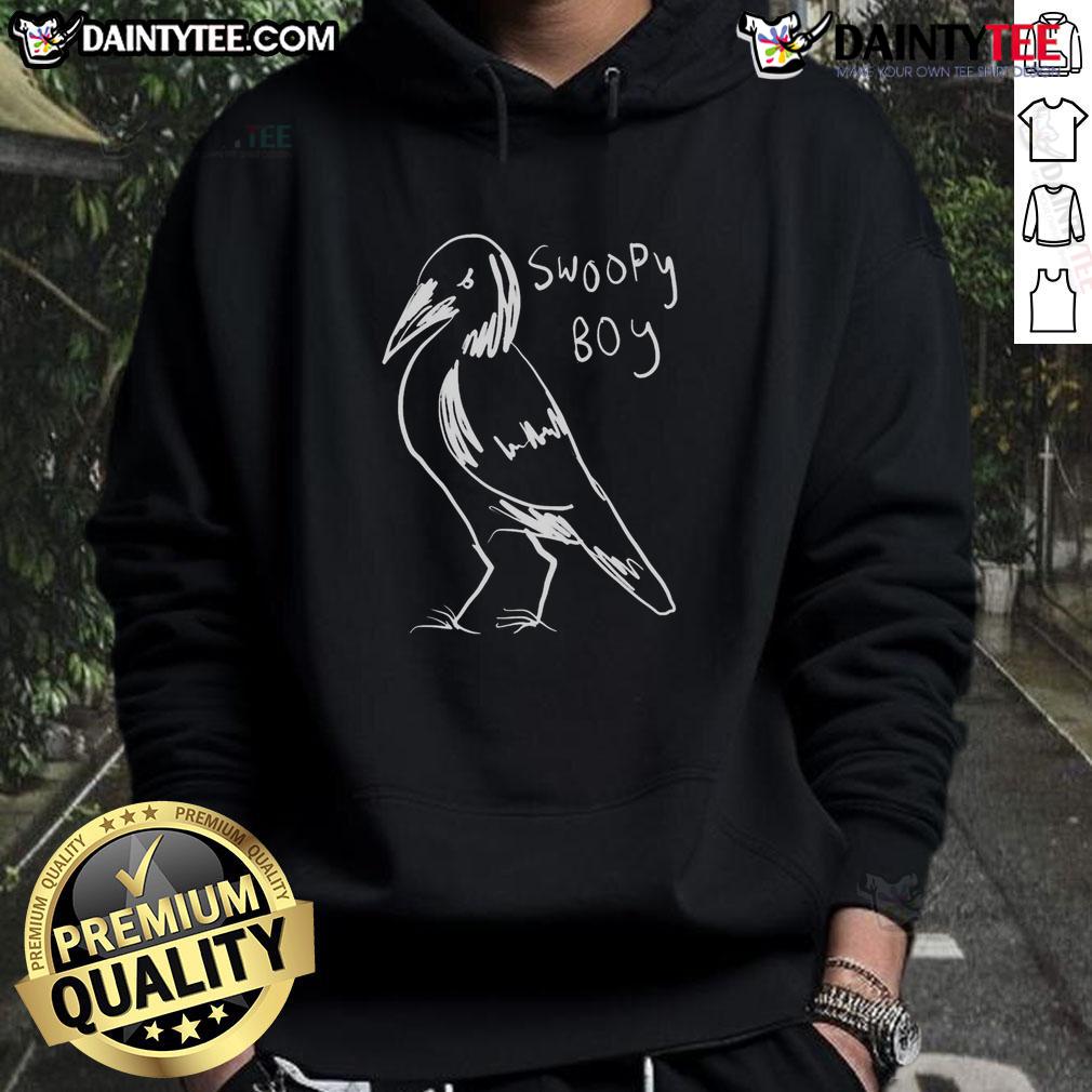 Nice Swoopy Boy Bird Hoodie Alt Text: Cute boy wearing a Nice Swoopy Boy Bird Hoodie, featuring a colorful bird design, perfect for stylish kids' fashion.