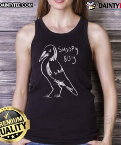 Cute boy wearing a Nice Swoopy Boy Bird Tank Top, showcasing colorful bird graphics and a trendy summer look.