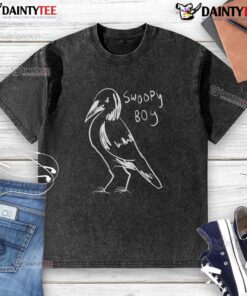 Alt Text: Cute boy wearing a washed T-shirt with a nice swoopy bird design, perfect for casual summer outfits.