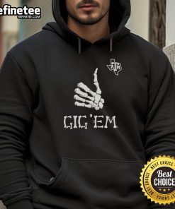 Texas A&M Aggies Glow Halloween Gig 'Em Hoodie in ebony, featuring a stylish hand design for festive fans.