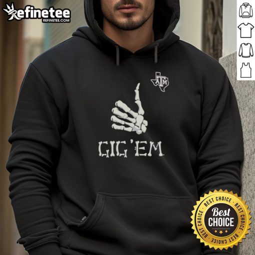 Texas A&M Aggies Glow Halloween Gig 'Em Hoodie in ebony, featuring a stylish hand design for festive fans.