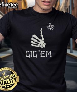 Texas A&M Aggies Glow Halloween Gig 'Em Bony Hand T-Shirt featuring a spooky design for fans.