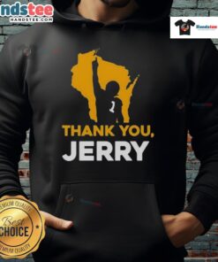 Alt Text: Nice Thank You Jerry Green Bay Packer football hoodie featuring team colors and logo, perfect for fans.