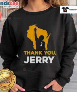 Nice thank you Jerry Green Bay Packer football sweatshirt in vibrant green with iconic logo, perfect for fans.