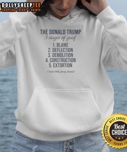 Nice The Donald Trump 5 Stages of Grief hoodie featuring a design supporting Jimmy Kimmel, perfect for fans and humor.