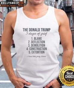 Nice The Donald Trump 5 Stages Of Grief tank top featuring Jimmy Kimmel, perfect for humorous political commentary.