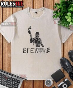 Alt Text: Nice The Mandalorian and Grogu science fiction movie graphic on a breathable washed T-shirt for fans.