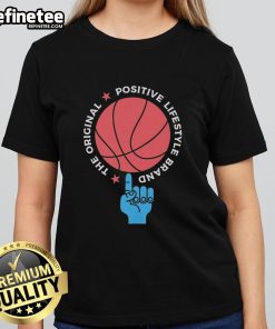 Alt Text: Nice The Original Positive Lifestyle Brand Basketball Ladies Tee in vibrant colors, perfect for casual sportswear.