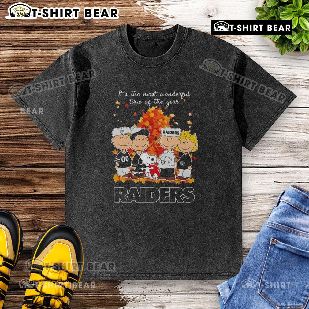 Nice The Peanuts Character Las Vegas Raiders It's The Most Wonderful Time Of The Year Washed T-Shirt